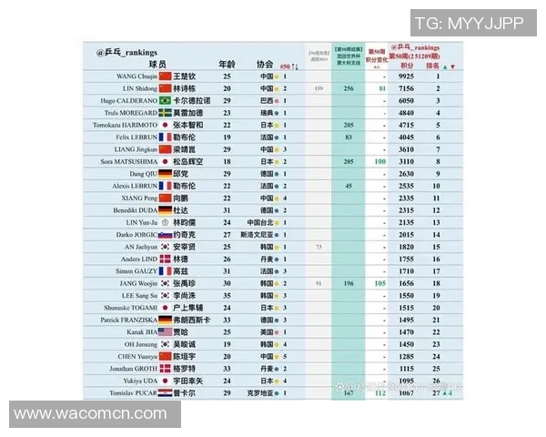 杭州乒乓球队在世界杯积分榜上以65分稳居第一名展现强劲实力